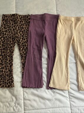 jumping beans Ribbed Flare Leggings - Leopard, Purple, Cream